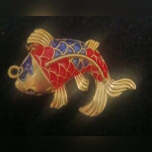 New Cloisonne Koi Fish Puff Pendant